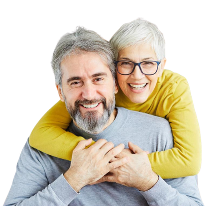 A woman cuddling a man from the back