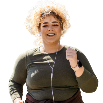 woman jogging with head phones on