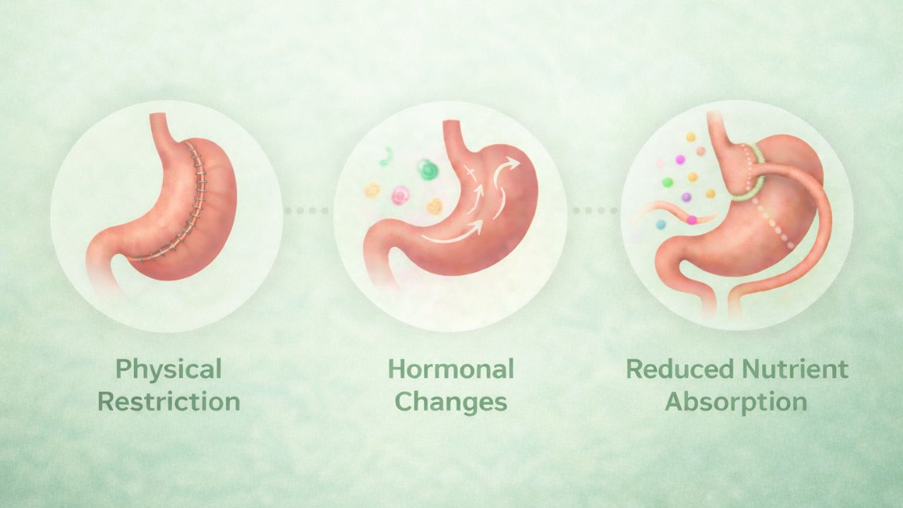 Diagram showing how gastric sleev works