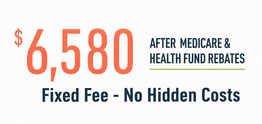 BodyFree Clinic $6580 Fixed Fee Weight Loss Surgery graphic for Gastric Sleeve or Gastric Bypass